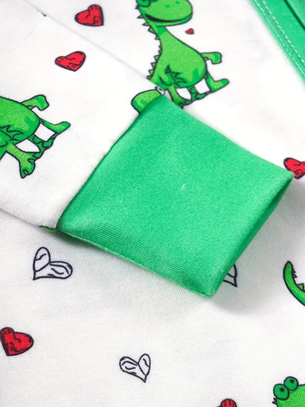 Adorable Dinosaur Print Boys' Onesie - Cozy Long Sleeve Zip-Up Romper for Infants & Toddlers, Perfect for Fall/Winter, LULUKAKA, Perfect for Outdoor - Image 2