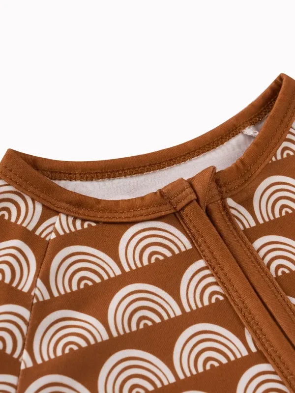 LULUKAKA Cute Geometric Print Zip-Up Romper for Newborns - Soft Polyester & Spandex Blend, Long Sleeve, Round Neck Onesie for Boys & Girls - Perfect for Spring/Fall, Perfect for Outdoor - Image 4