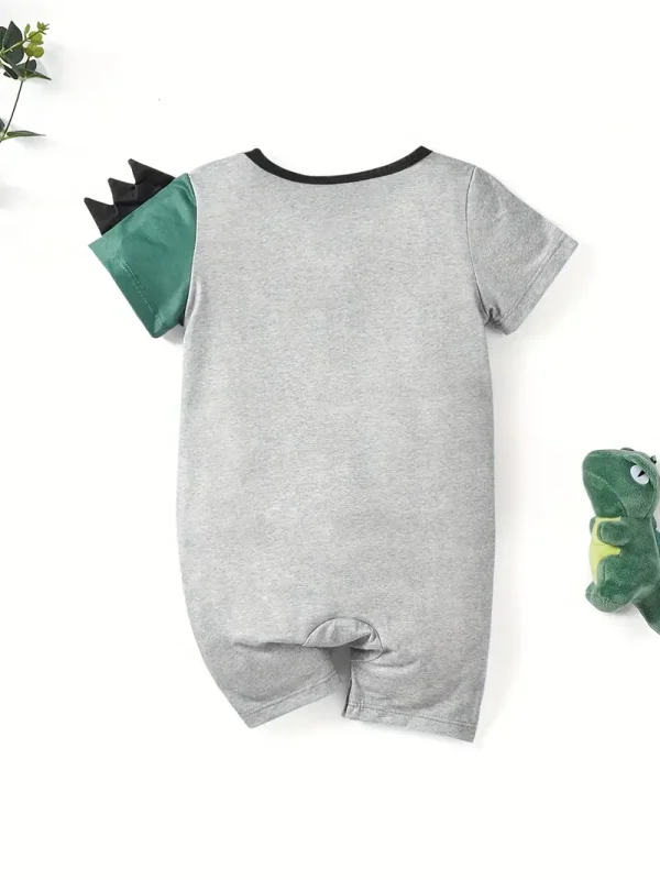 LULUKAKA Baby Boy'S Casual Crocodile Print Romper, Cute Animal Pattern, Polyester Knit Fabric, Regular Fit, for Newborn to 12 Months Old, for Outdoor - Image 2