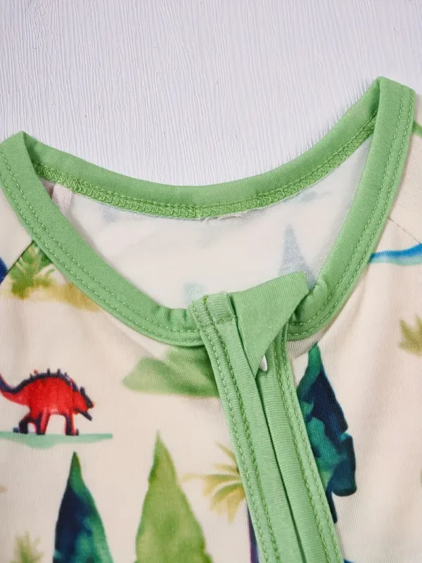 LULUKAKA Cozy Dinosaur Print Zip-Up Romper for Baby Boys - Long Sleeve, Perfect for Fall/Winter Outdoors, Perfect for Outdoor - Image 4