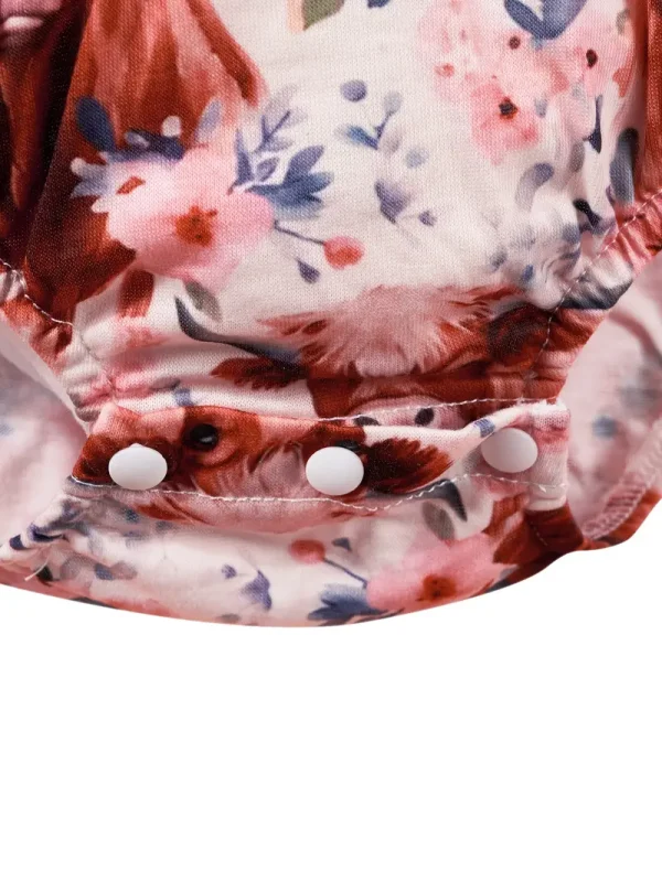 LULUKAKA Adorable Bull Print Ruffle Sleeve Romper Dress & Headband Set for Baby Girls - Soft Polyester Blend, Machine Washable, LULUKAKA, Perfect for Outdoor - Image 5