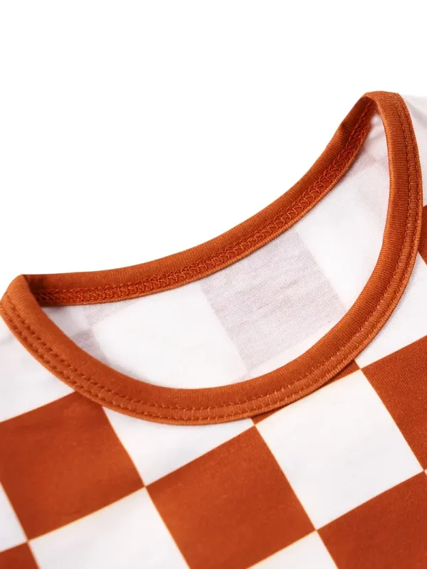 LULUKAKA Boys' Checkered Pattern Long-Sleeve And Pants Pajama Set for Home Wear. - Image 4