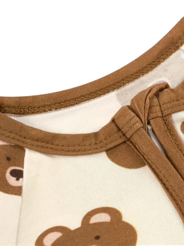 LULUKAKA Unisex Baby Bodysuit, Bamboo Fiber 95% Spandex 5%, Cute Cartoon Bear Print, All-Season Knit Fabric, Skinny Fit with Zipper Closure, Animal Pattern Infant Onesie, for Outdoor - Image 3
