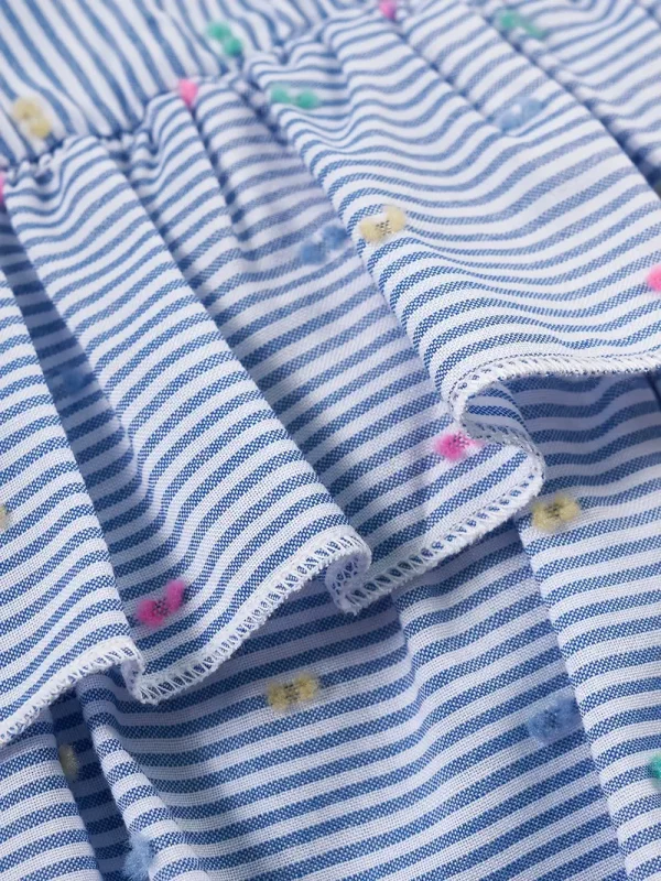 1pc LULUKAKA Baby Girls' Sleeveless Striped Print Romper, Casual Polyester Knit Fabric, Round Neck with Waterdrop Buckle, Regular Fit Infant Bodysuit, for Outdoor - Image 2
