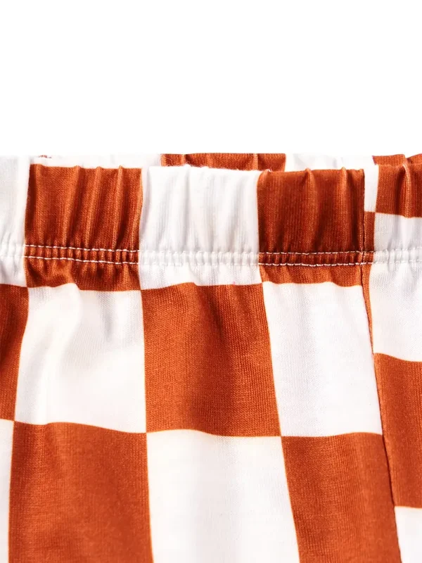 LULUKAKA Boys' Checkered Pattern Long-Sleeve And Pants Pajama Set for Home Wear. - Image 5