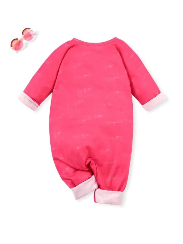 LULUKAKA Cute Cartoon Cat Print Romper for Baby Girls, Polyester & Spandex Blend, Knit Fabric, Regular Fit, with All-Season Long Sleeve Bodysuit, for Outdoor - Image 2