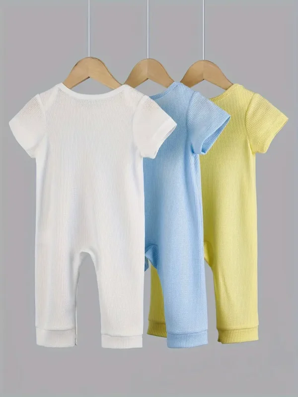 LUKAKA Three-piece Set for Boys and Babies, Long Pants and Body Suit, Children's Solid Color Tight Body Suit - Image 2