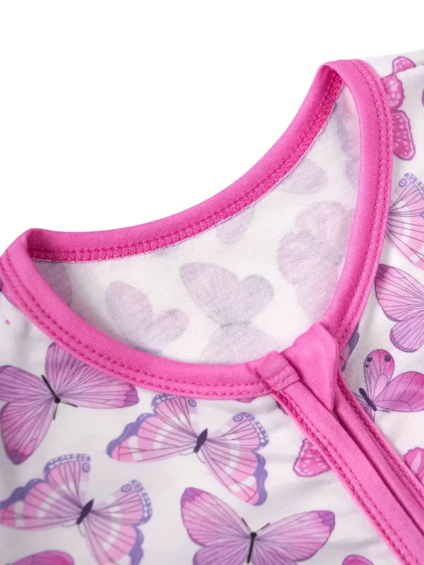 LULUKAKA Adorable Butterfly Print Long-Sleeve Zip-Up Baby Girl Bodysuit Set with Matching Headband - Soft Polyester & Spandex Blend, Machine Washable, Perfect for All Seasons, Baby Girl Outfits, Perfect for Outdoor - Image 4