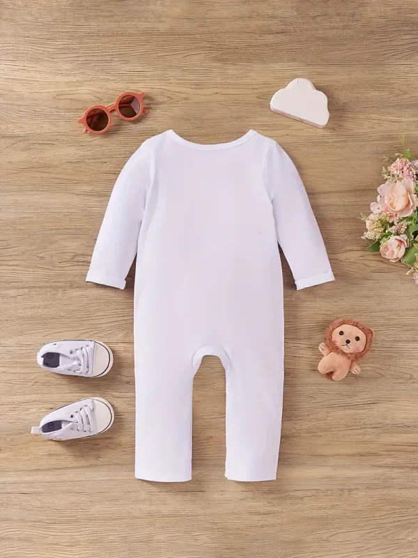 1pc LULUKAKA Baby Girls Long Sleeve Cartoon Animal and Sun Print Romper, Soft Stretch Polyester Knit Onesie for Newborns and Infants, Cute Regular Fit All-Season Outfit, for Outdoor - Image 3