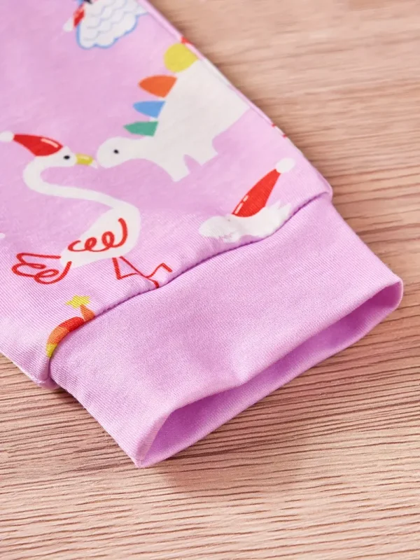 LULUKAKA Adorable Cartoon Animal Print Long-Sleeve Romper for Baby Girls - Soft Polyester Blend, Machine Washable, Perfect for Outdoor - Image 4