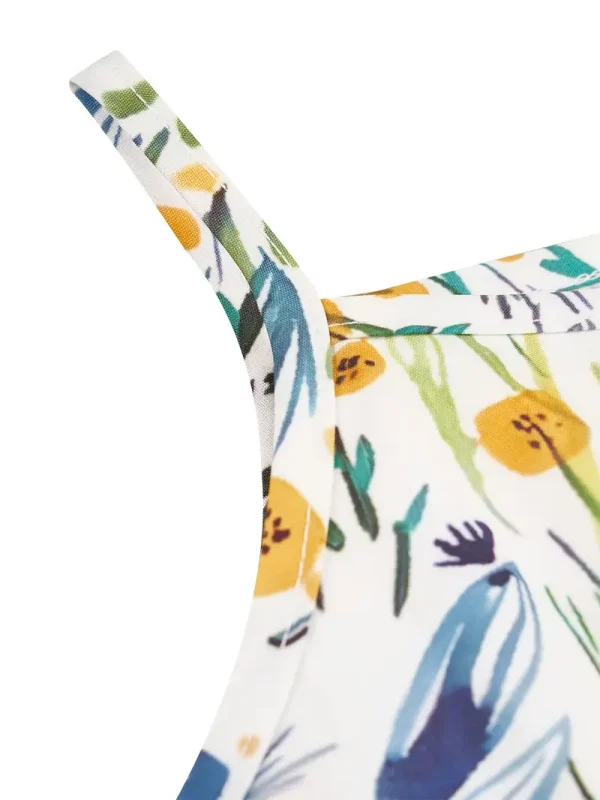 1pc LULUKAKA Baby Girls' Floral Print Romper, Sleeveless Tank Top Sundress, Polyester 95% Spandex 5% Woven Fabric, Casual Regular Fit Infant Bodysuit, for Outdoor - Image 3