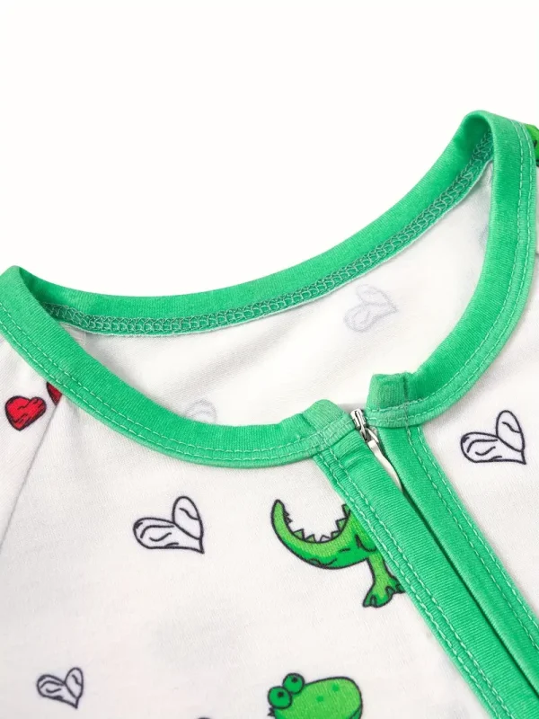 Adorable Dinosaur Print Boys' Onesie - Cozy Long Sleeve Zip-Up Romper for Infants & Toddlers, Perfect for Fall/Winter, LULUKAKA, Perfect for Outdoor - Image 3