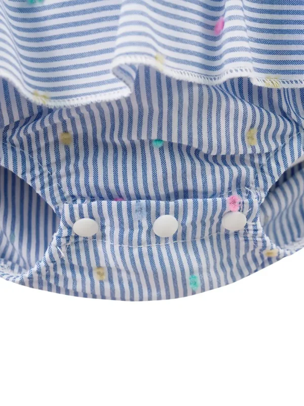 1pc LULUKAKA Baby Girls' Sleeveless Striped Print Romper, Casual Polyester Knit Fabric, Round Neck with Waterdrop Buckle, Regular Fit Infant Bodysuit, for Outdoor - Image 3