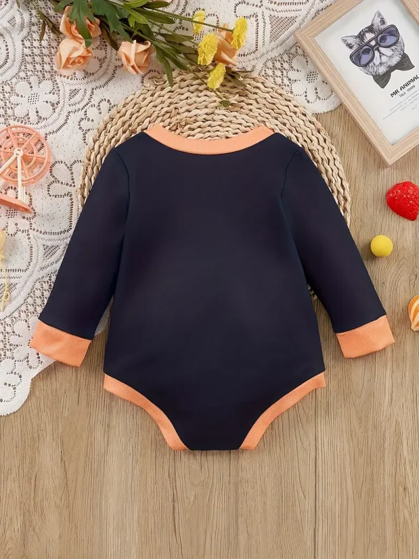 LULUKAKA Cute Cartoon Cat Print Long Sleeve Bodysuit, Polyester Knit Fabric, Regular Fit, with Crew Neck, Slight Stretch, for Newborns and Infants, Fall/Winter Collection, for Outdoor - Image 4