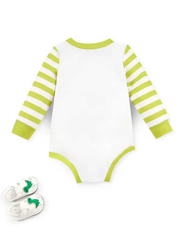 LULUKAKA Kids' Long-Sleeve Romper with Cute Cartoon Monster "Give Me a Hug" Print - Soft Polyester & Spandex Blend, Machine Washable, Round Neck - Perfect for All Seasons, Perfect for Outdoor - Image 5