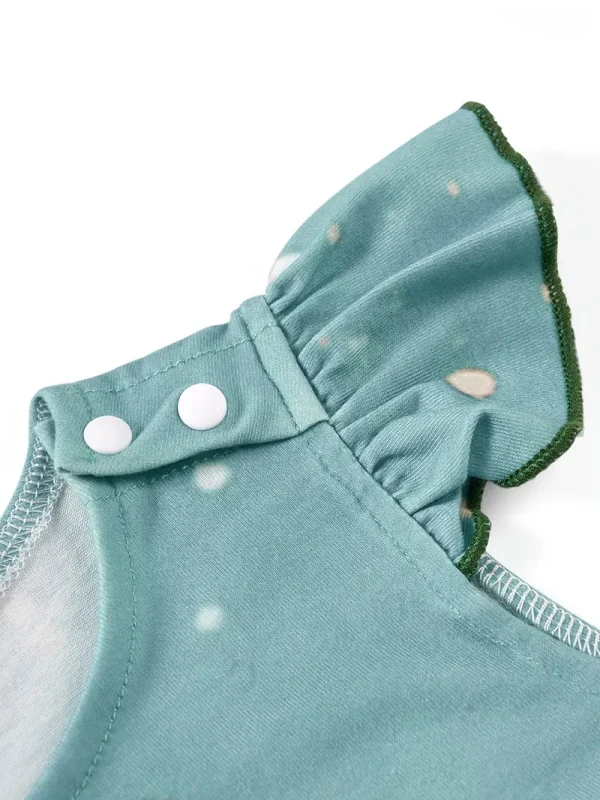 LULUKAKA Cute Cartoon Rabbit Print Romper for Newborns, Polyester Knit Fabric, Regular Fit, with Ruffle Sleeves and Elastic Waist, for All-Season Babywear, for Outdoor - Image 5
