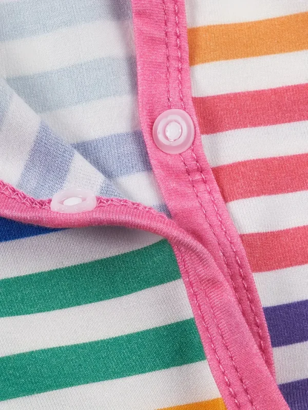 LULUKAKA Baby Girls' Bamboo Fiber Romper, Rainbow Striped Print, Long Sleeve Crew Neck, All-Season Knit Fabric, Loose Fit with Medium Stretch, Casual Style, for Outdoor - Image 4