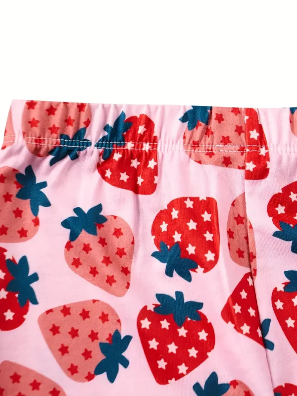 LULUKAKA Cozy Strawberry & Polka Dot Girls' Pajama Set - Long Sleeve & Pants, Soft Stretch Fabric, Machine Washable, Round Neck Sleepwear for Newborns to Toddlers, Allseason Clothing|Fun Kids' Pajamas|Easy Care Fabric, Toddler Pajamas - Image 4