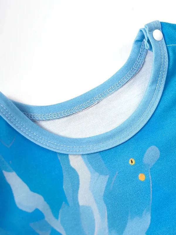 Adorable Sea Turtle Print Onesie for Baby Boys - Soft Polyester & Spandex Blend, Short Sleeve, Round Neck Romper - Perfect for Spring/Summer, LULUKAKA, Perfect for Outdoor - Image 4