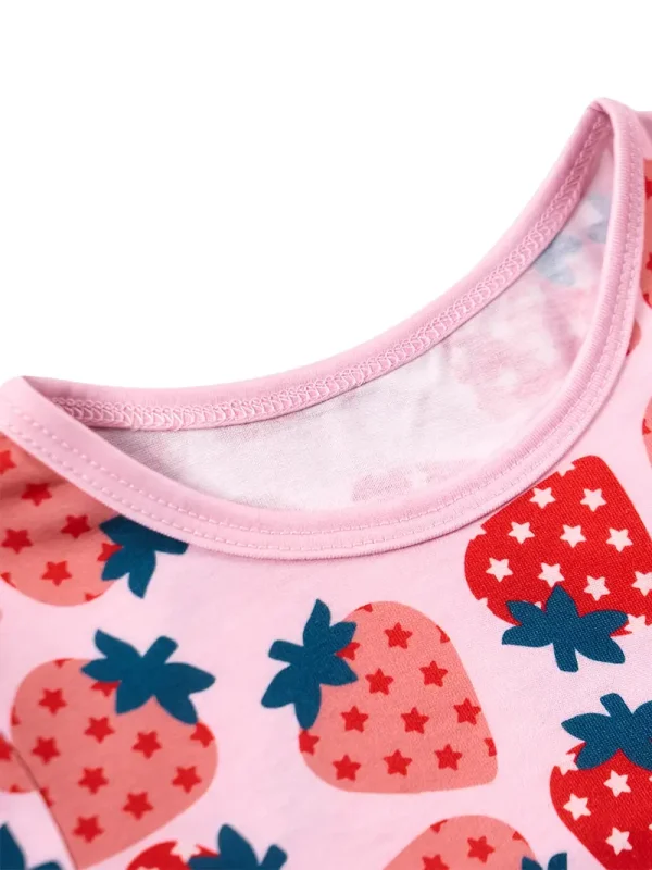 LULUKAKA Cozy Strawberry & Polka Dot Girls' Pajama Set - Long Sleeve & Pants, Soft Stretch Fabric, Machine Washable, Round Neck Sleepwear for Newborns to Toddlers, Allseason Clothing|Fun Kids' Pajamas|Easy Care Fabric, Toddler Pajamas - Image 5