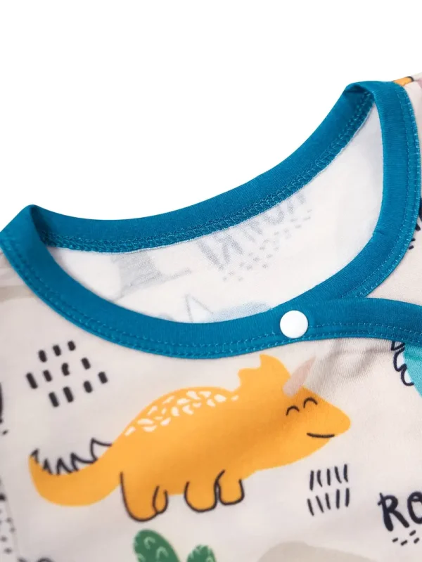 LULUKAKA Baby's Cartoon Dinosaur Print Bodysuit, Comfy Long Sleeve Onesie, Toddler & Infant Boy's Clothing, Perfect for Outdoor - Image 4