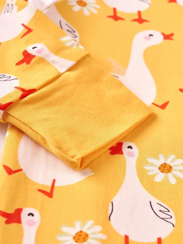 LUKAKA Newborn Baby Boy and Girl Casual Bamboo Fiber Tight Zipper One-Piece Clothes Yellow Pastoral Style Series Duck Pattern Children's One-Piece Trousers Boys and Girls Bamboo Fiber Clothes, Perfect for Outdoor - Image 3
