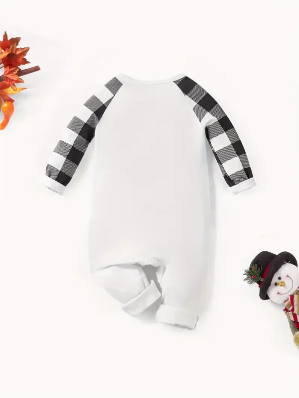 1pc LULUKAKA Newborn Christmas Long Sleeve Onesie, Cute Cartoon Snowman Print, Polyester Knit Fabric, Regular Fit, Fall/Winter Infant Bodysuit for Boys and Girls, for Outdoor - Image 5