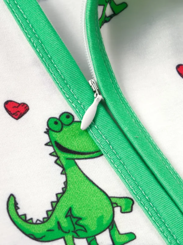 Adorable Dinosaur Print Boys' Onesie - Cozy Long Sleeve Zip-Up Romper for Infants & Toddlers, Perfect for Fall/Winter, LULUKAKA, Perfect for Outdoor - Image 5