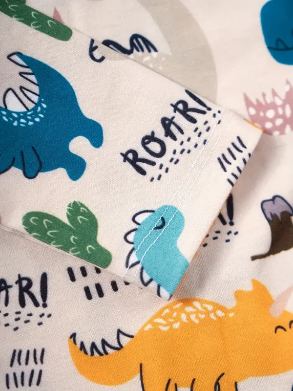 LULUKAKA Baby's Cartoon Dinosaur Print Bodysuit, Comfy Long Sleeve Onesie, Toddler & Infant Boy's Clothing, Perfect for Outdoor - Image 5