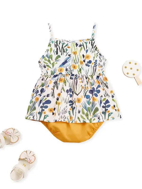 1pc LULUKAKA Baby Girls' Floral Print Romper, Sleeveless Tank Top Sundress, Polyester 95% Spandex 5% Woven Fabric, Casual Regular Fit Infant Bodysuit, for Outdoor - Image 5