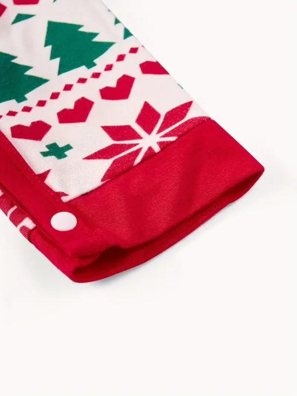 1pc LULUKAKA Newborn Christmas Long Sleeve Onesie, Festive Reindeer Snowflake Tree Print, Casual Polyester Knit Fabric with Slight Stretch, Unisex Baby Romper for Fall/Winter, for Outdoor - Image 5